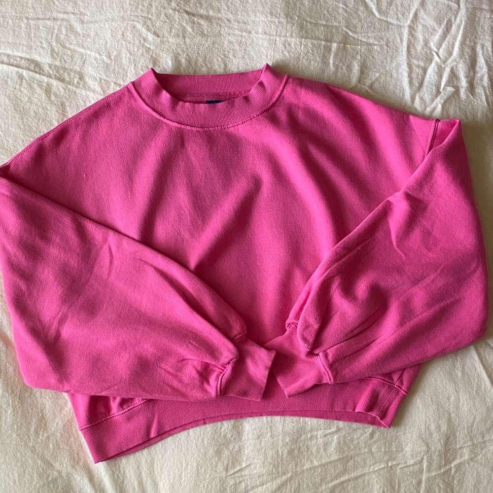 Old Navy Bright Pink cropped Fleece Pullover